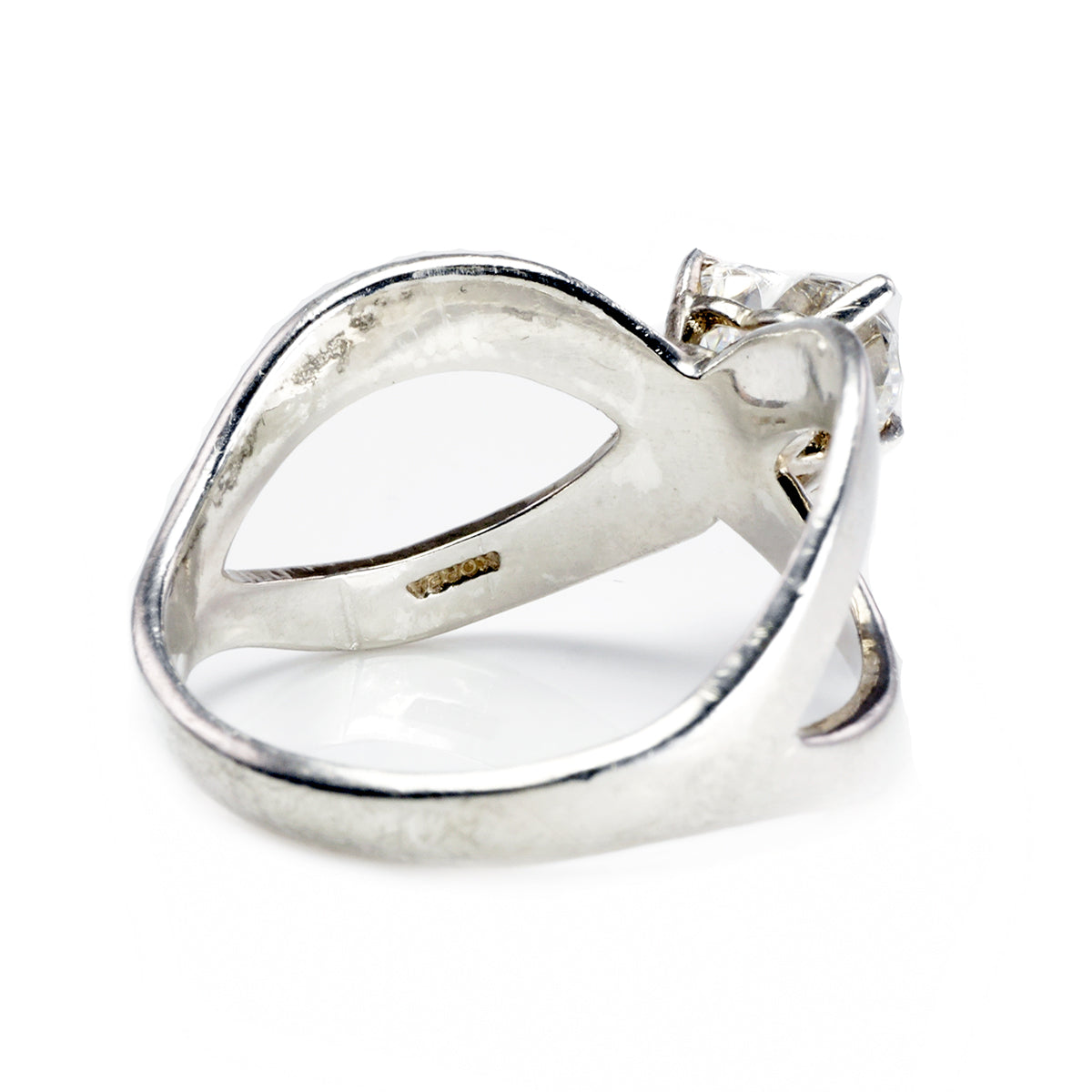 Silver and Heart Cubic Zirconia Ring
