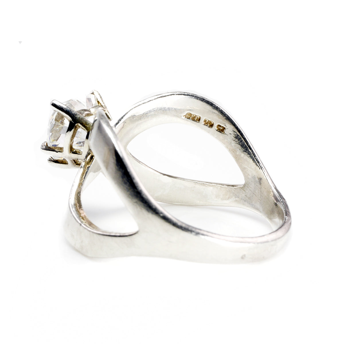 Silver and Heart Cubic Zirconia Ring