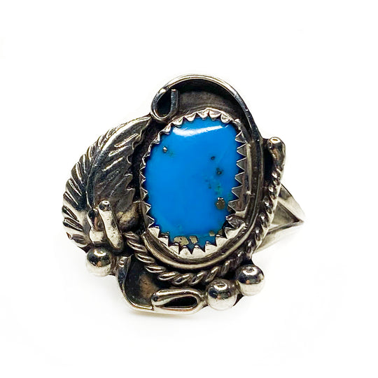 Silver & Turquoise Feather Ring