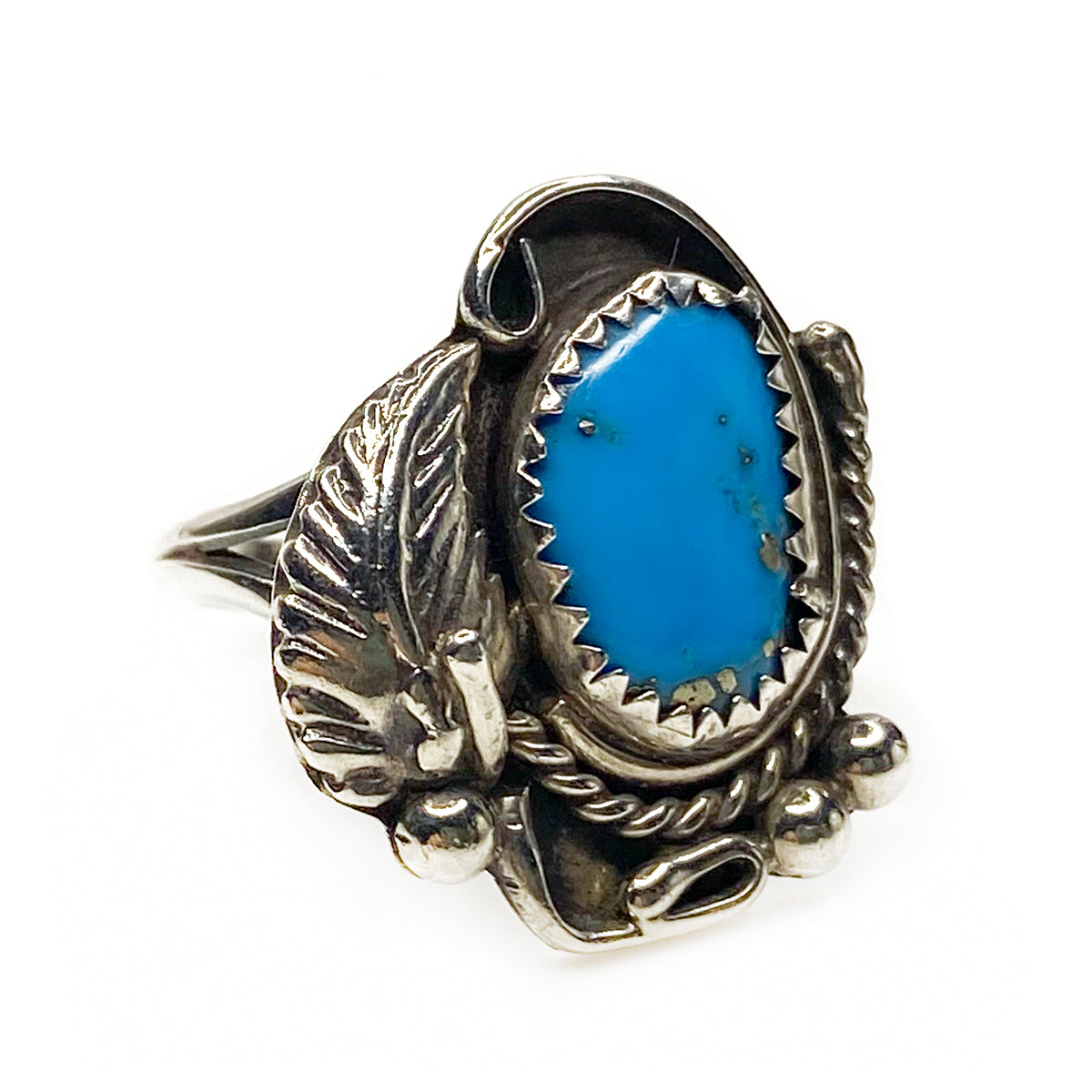 Silver &amp; Turquoise Feather Ring