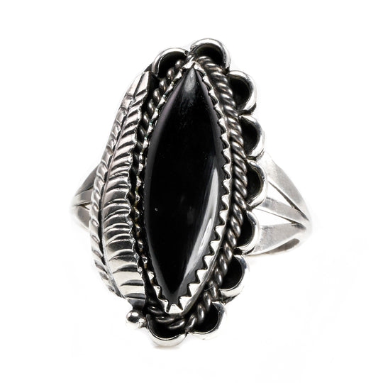 Silver & Black Onyx Feather Ring