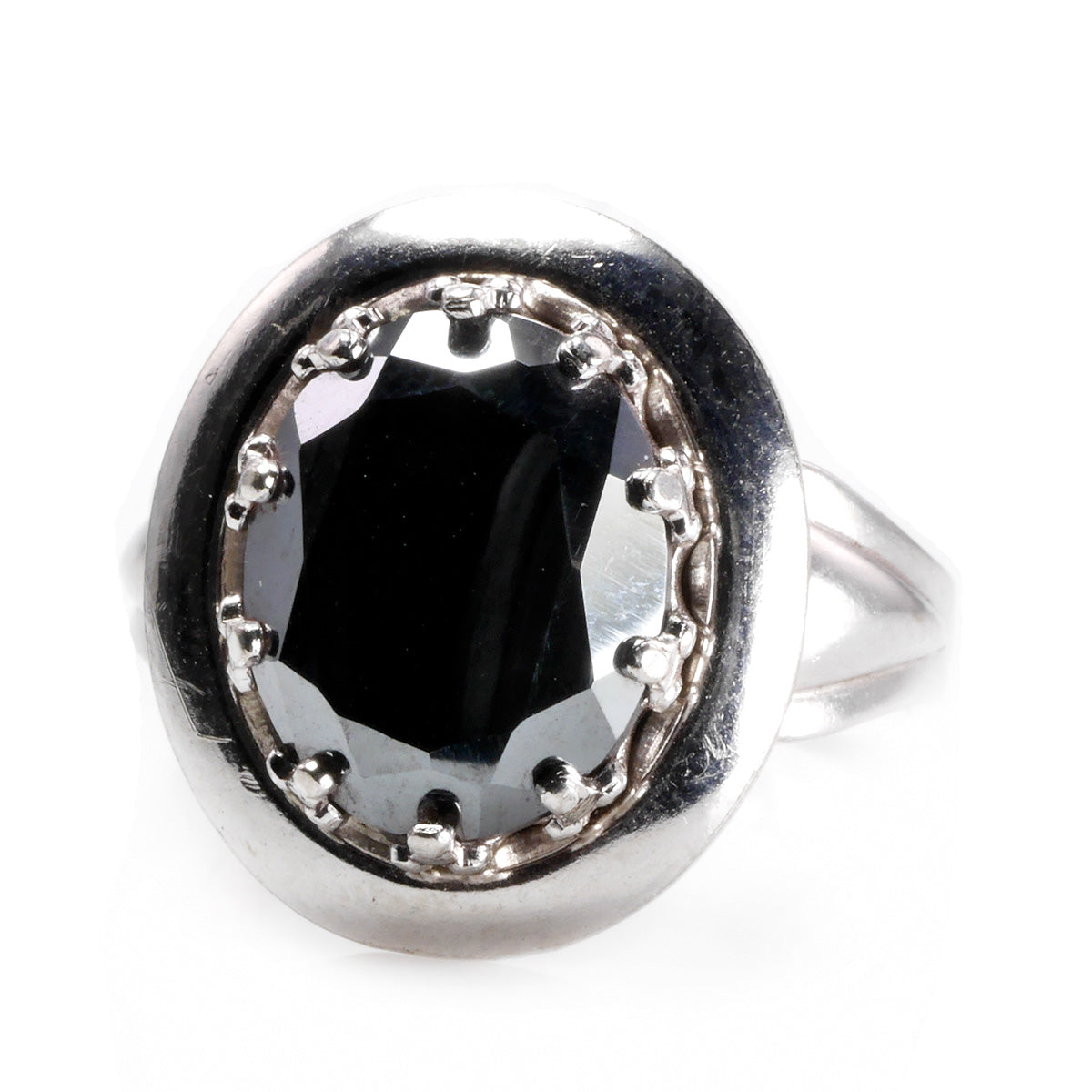 Silver &amp; Hematite Ring