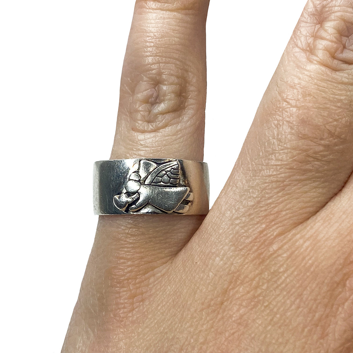 Silver Guardian Angel Ring