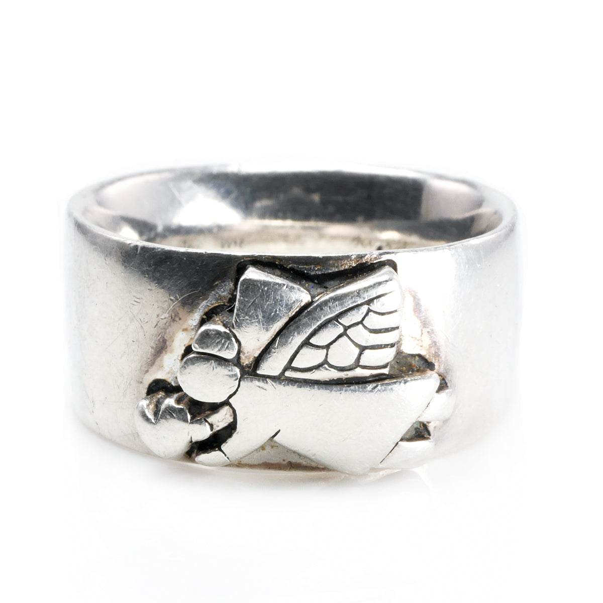 Silver Guardian Angel Ring