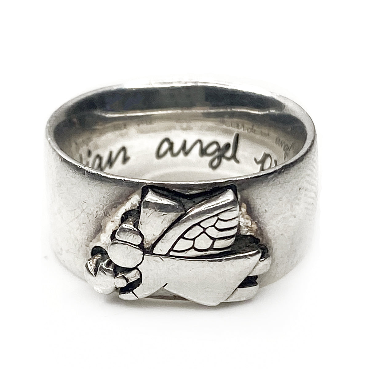 Silver Guardian Angel Ring