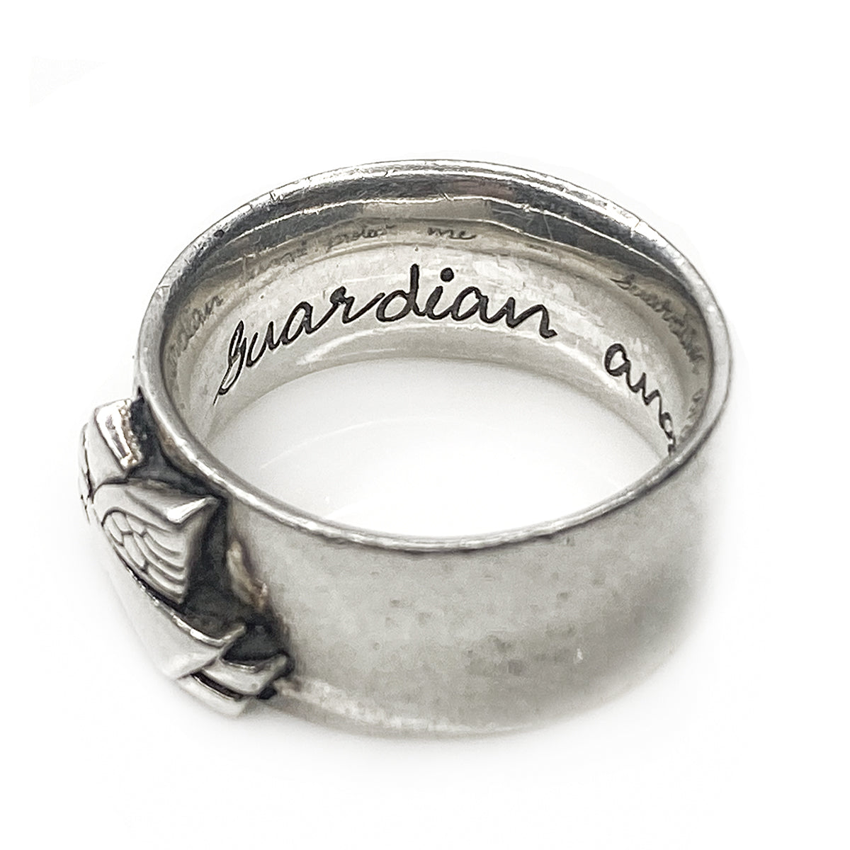 Silver Guardian Angel Ring
