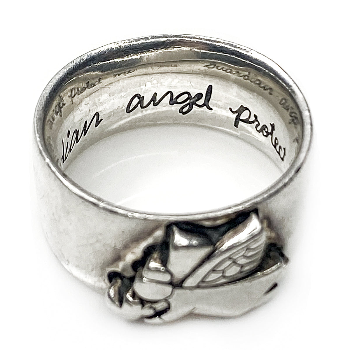 Silver Guardian Angel Ring