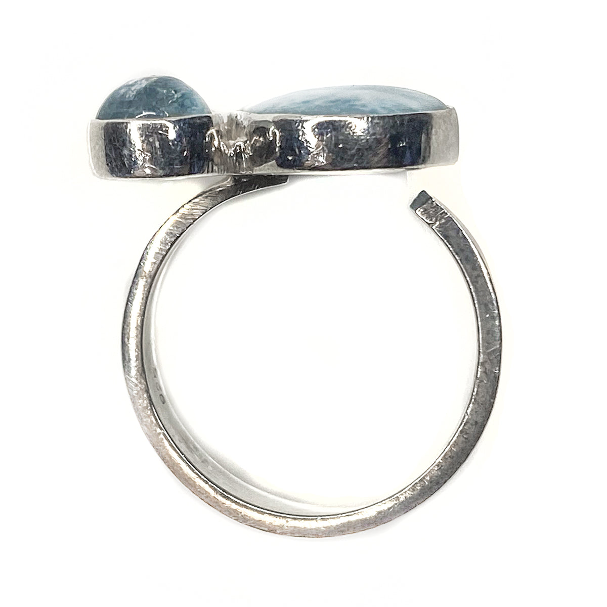 Adjustable Silver Larimar &amp; Aquamarine Ring