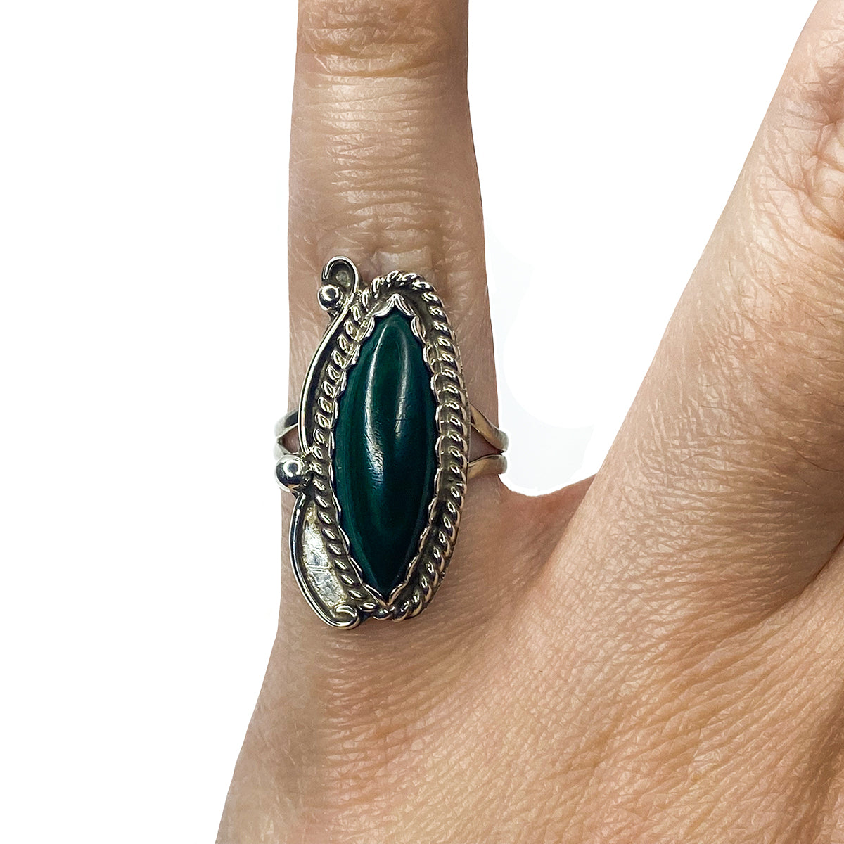 Native American Silver &amp; Malachite Ring