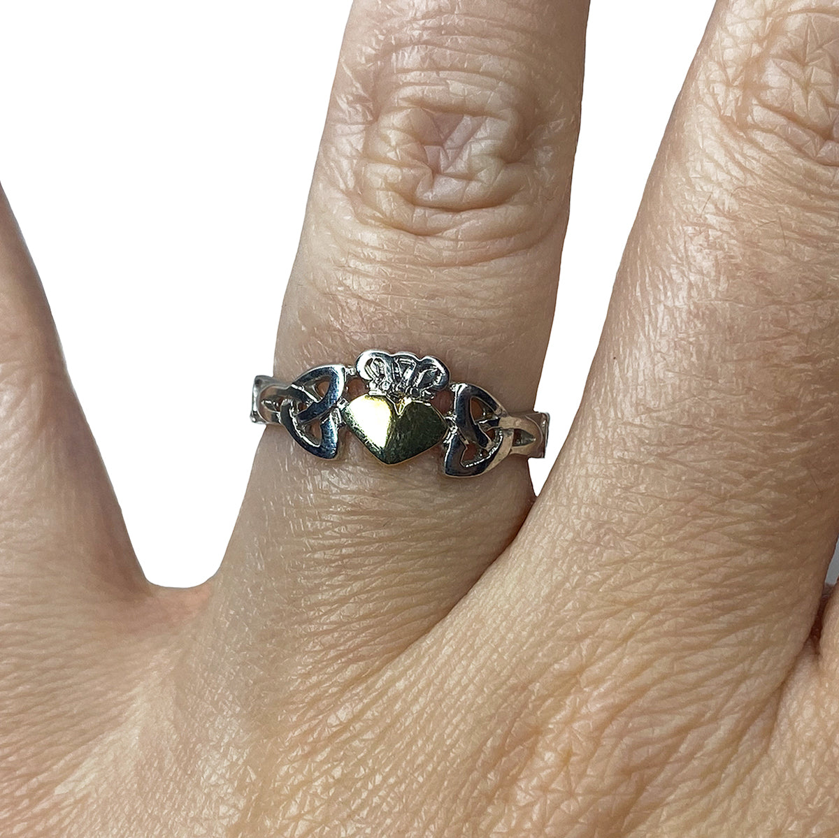 Silver &amp; Gold Plated Celtic Heart Ring