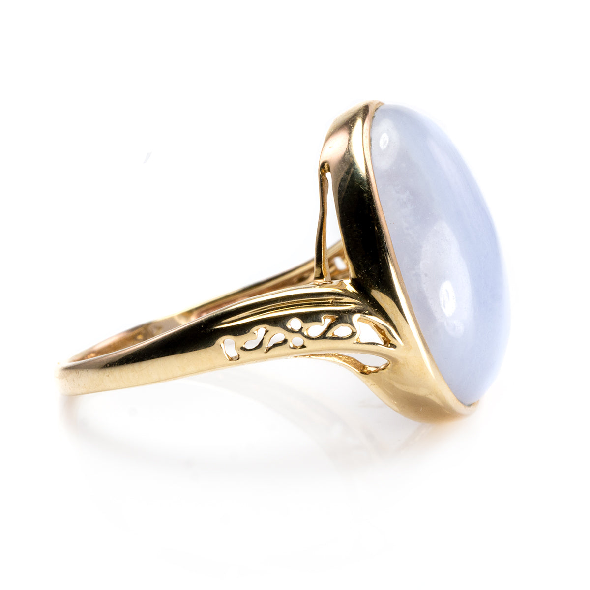 10 k Yellow Gold Blue Agate Ring