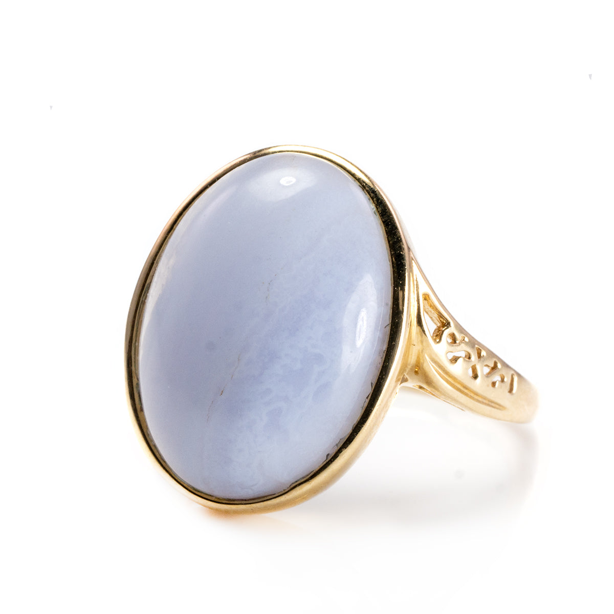 10 k Yellow Gold Blue Agate Ring