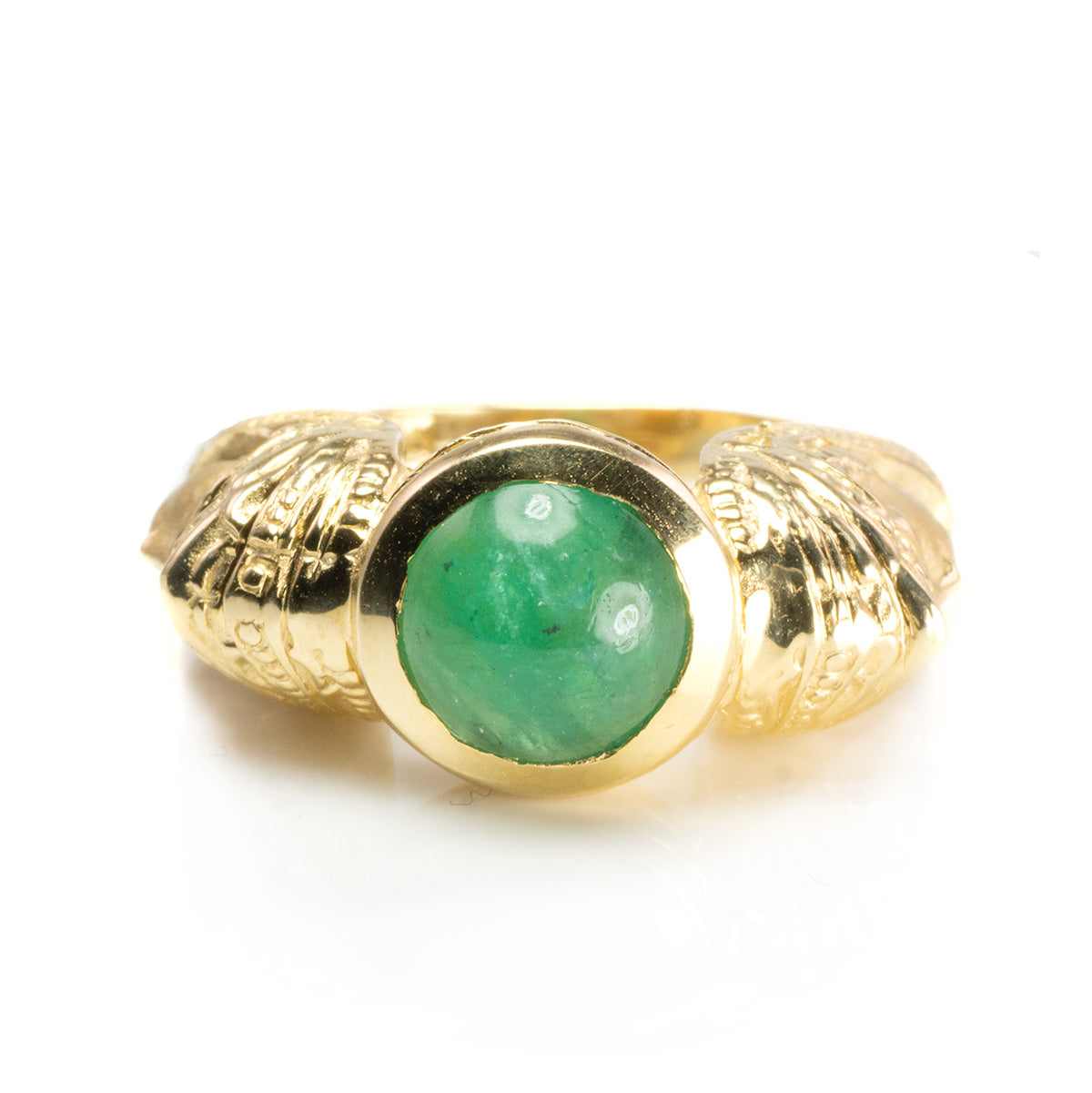 14 k Yellow Gold Bezel Set Emerald Ring