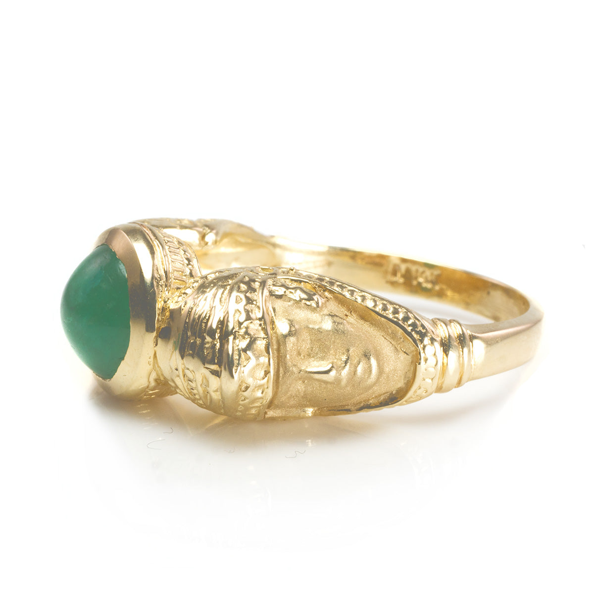 14 k Yellow Gold Bezel Set Emerald Ring