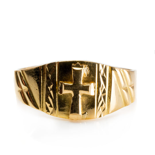 18 k Yellow Gold Cross Ring
