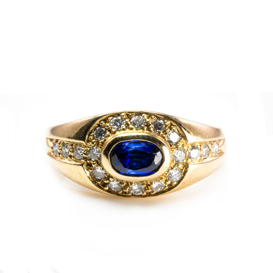 14 k Yellow Gold Sapphire & Diamond Ring