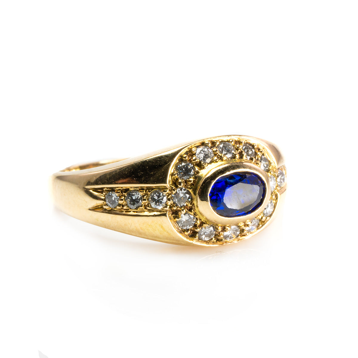 14 k Yellow Gold Sapphire &amp; Diamond Ring