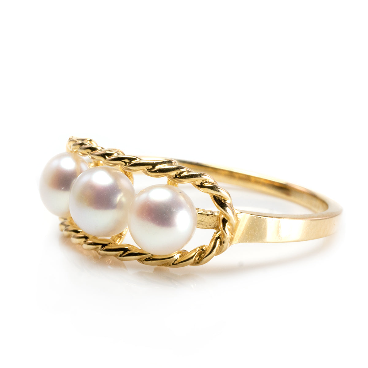 Great Lakes Boutique 14 k Yellow Gold Three Pearl Ring