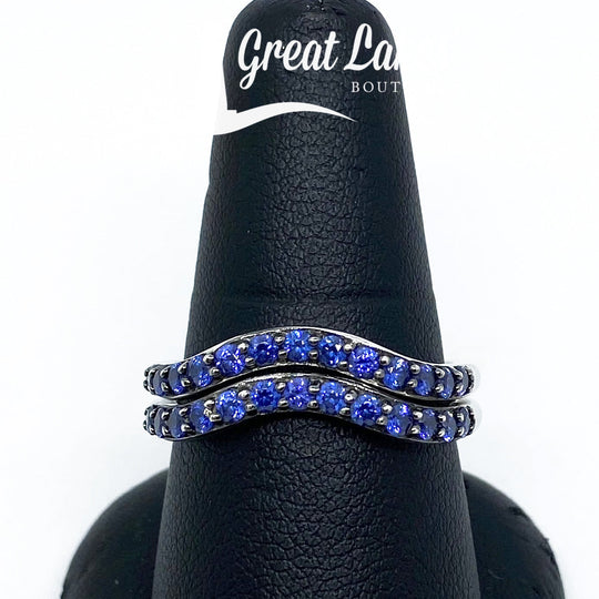 Silver & Blue Cubic Zirconia Stacking Rings