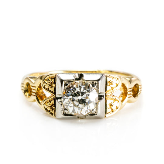 14 k Yellow Gold Vintage Euro Diamond Ring