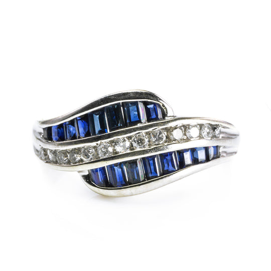 10 k White Gold Sapphire and Diamond Ring