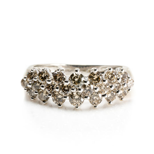 14 k White Gold Champagne Diamond Ring