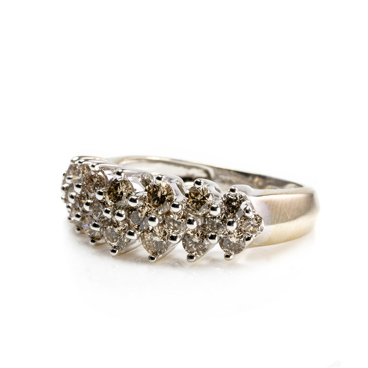 14 k White Gold Champagne Diamond Ring