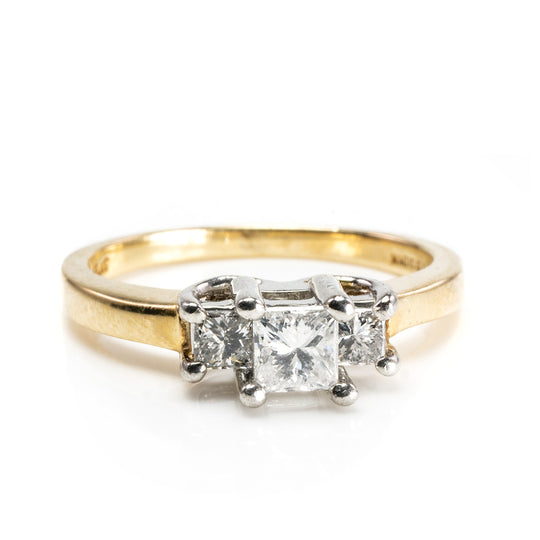 14 k Yellow Gold Platinum Head Diamond Ring