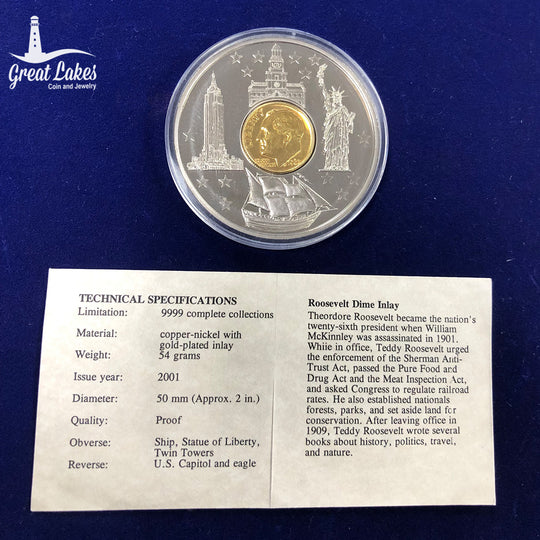 American Currencies Roosevelt Dime Inlay