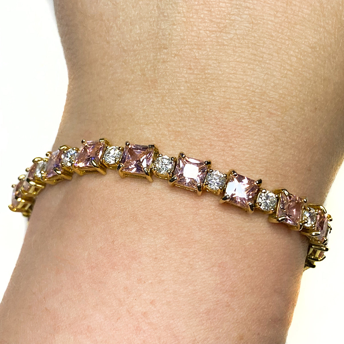 Great Lakes Boutique Gold Plated Pink Cubic Zirconia Bracelet