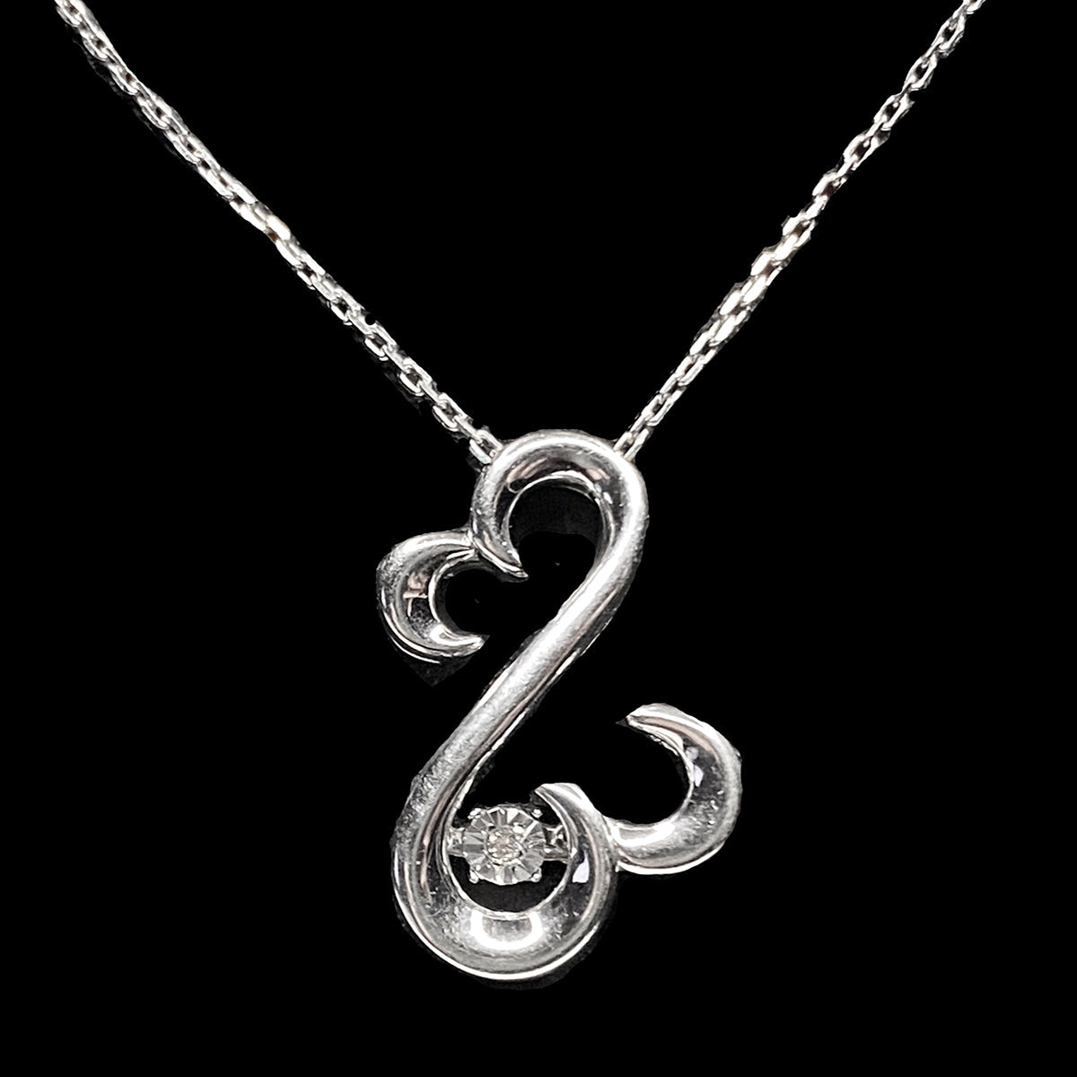 Silver &amp; Floating Diamond Necklace