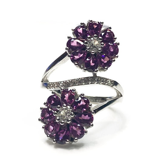 Silver & Cubic Zirconia Floral Ring