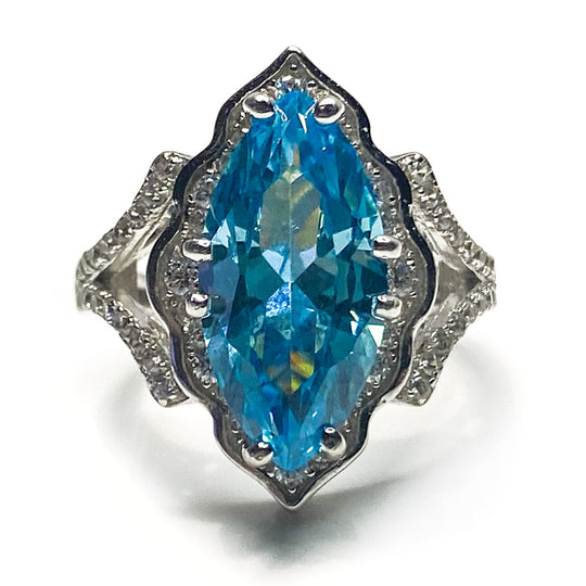 Silver & Blue Cubic Zirconia Ring