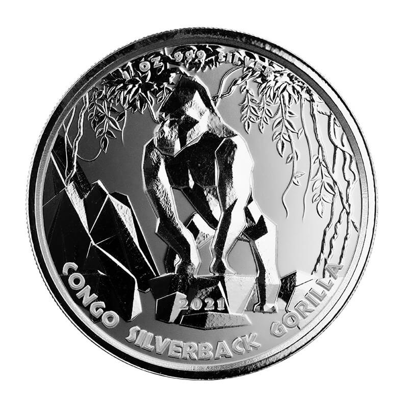 Scottsdale Mint 2021 1 oz Congo Silverback Gorilla Silver Coin