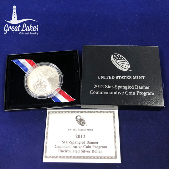 2012-P Star Spangled Banner $1 Silver Commemorative BU (With Box & CoA)