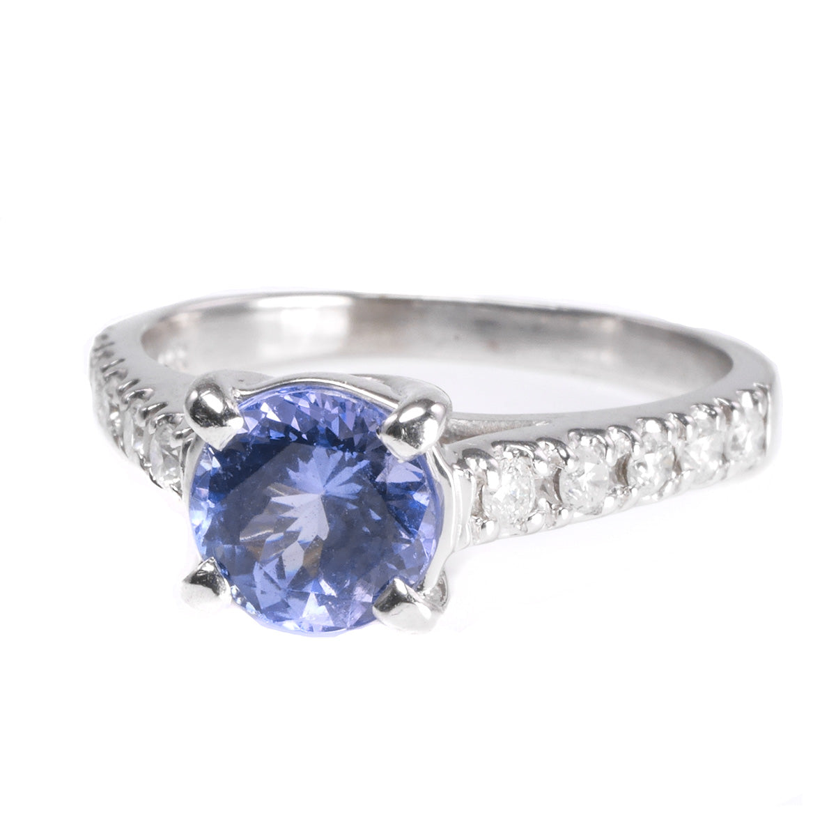 14 k White Gold Tanzanite &amp; Diamond Ring