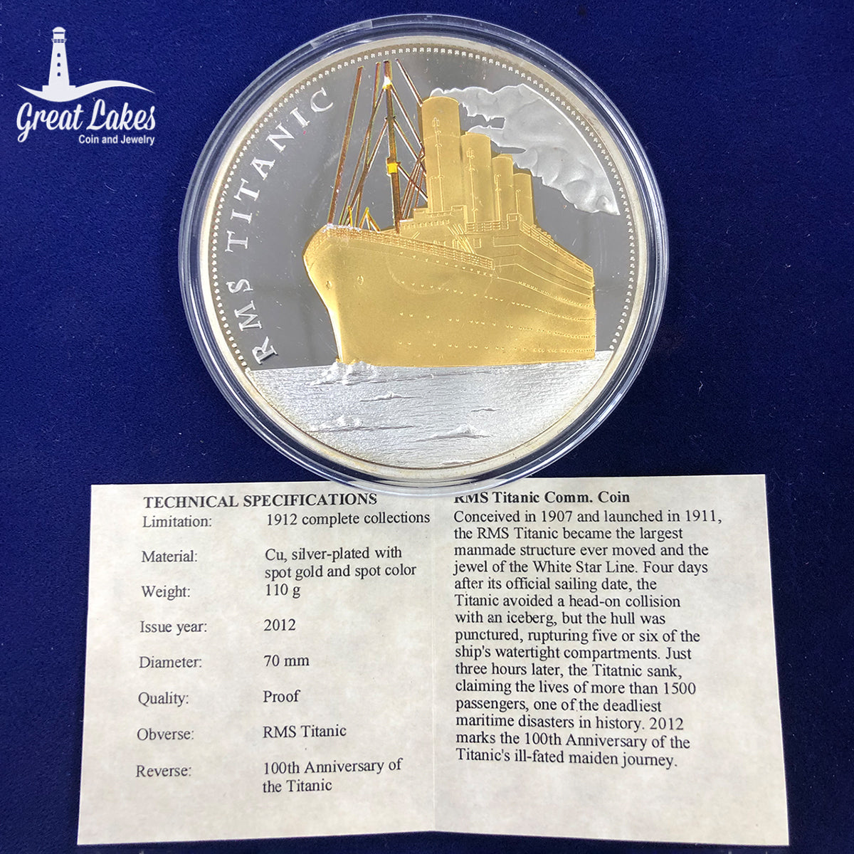 2012 RMS Titanic Commemorative Colorized Proof (With CoA)