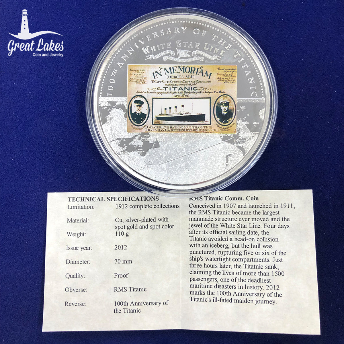2012 RMS Titanic Commemorative Colorized Proof (With CoA)