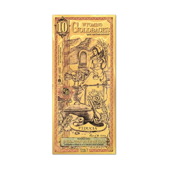 10 Wyoming Goldback Gold Note