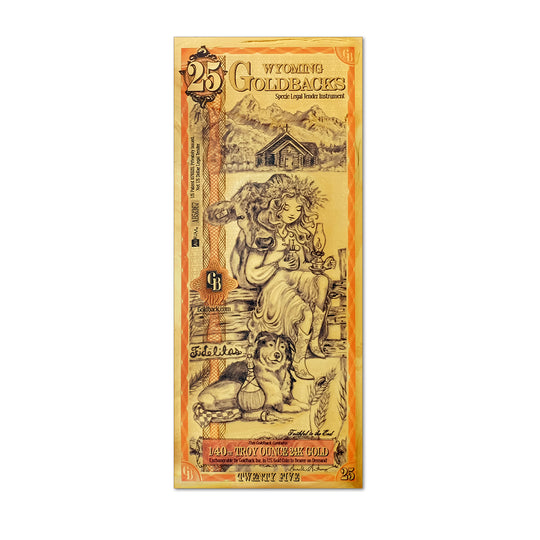 25 Wyoming Goldback Gold Note
