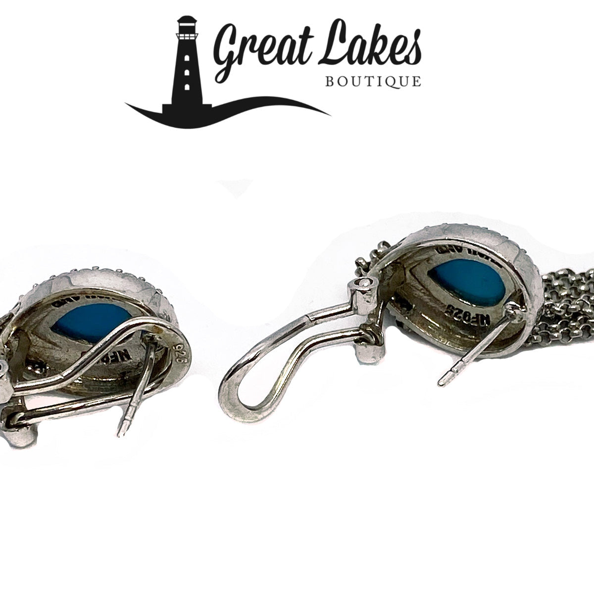 Great Lakes Boutique Silver Sleeping Beauty Turquoise Earrings