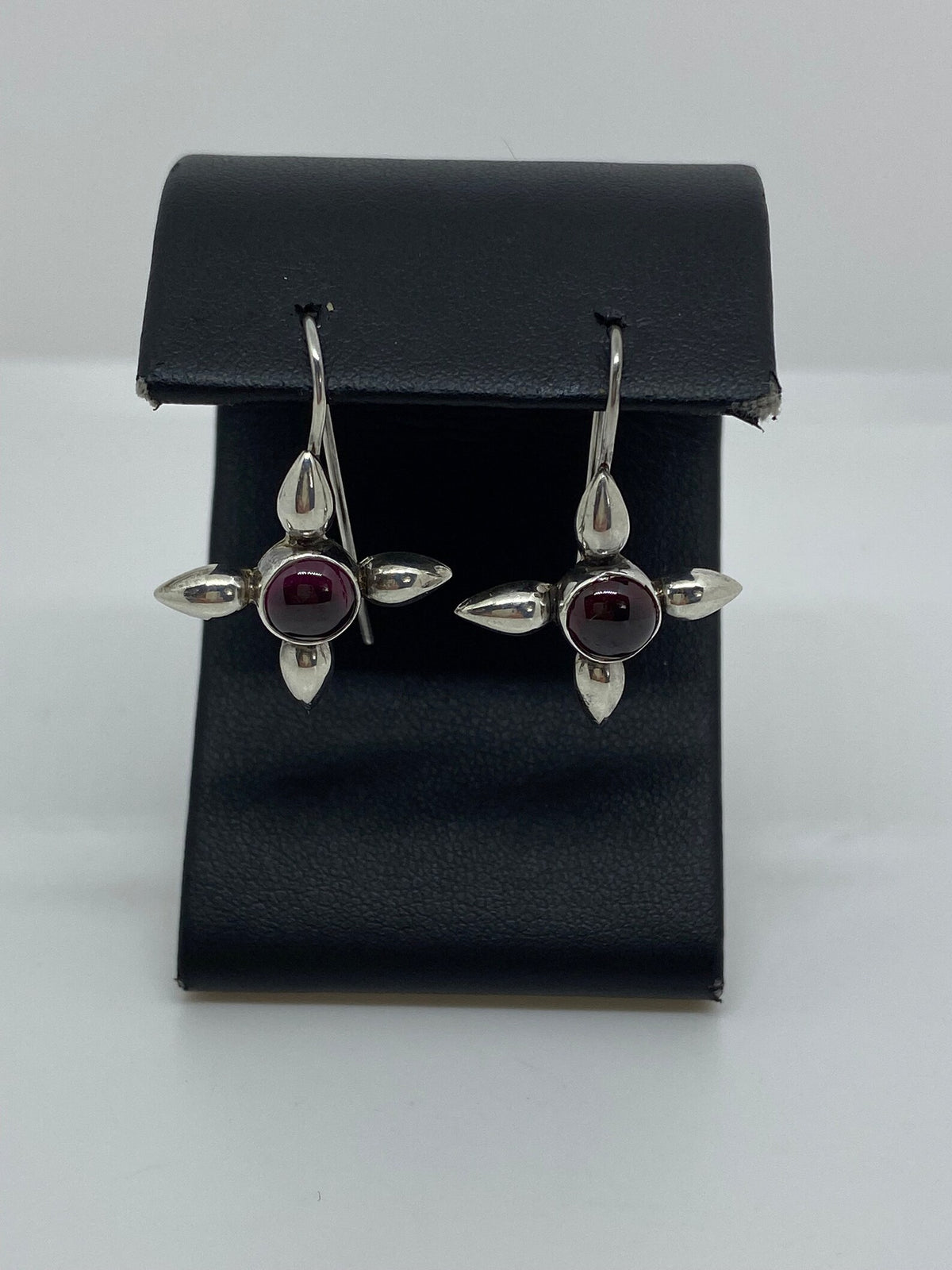 Sterling Silver and Garnet Star Earrings