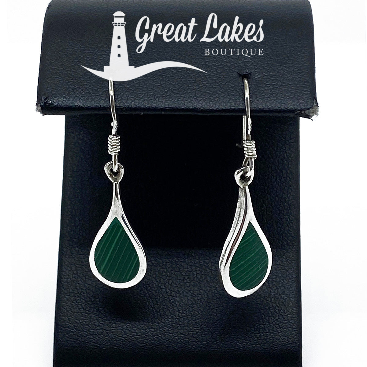 Great Lakes Boutique Silver &amp; Malachite Dangle Earrings