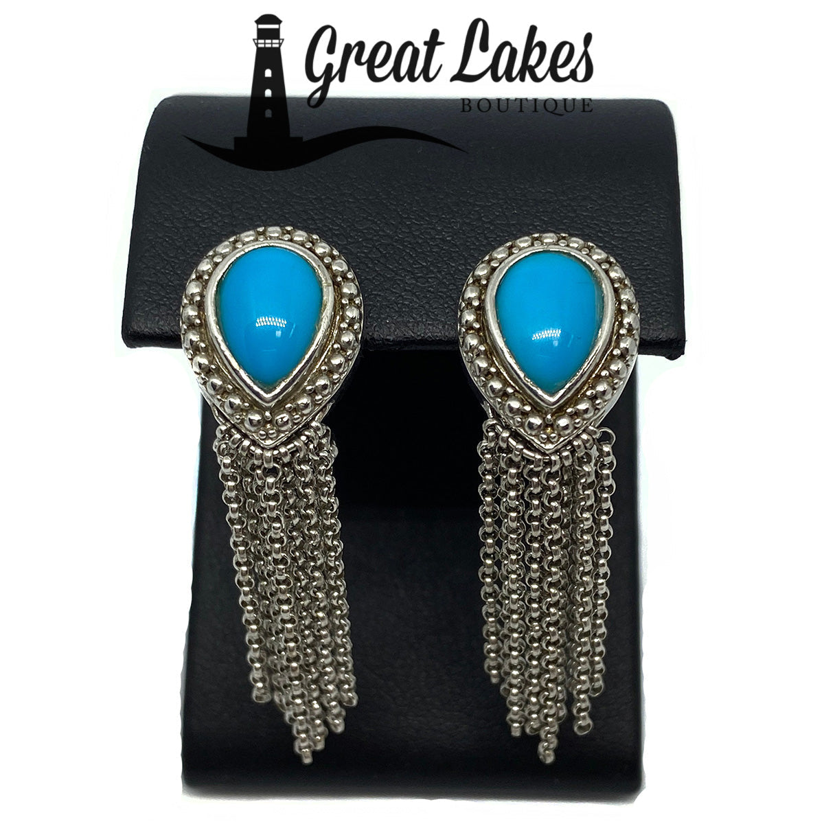 Great Lakes Boutique Silver Sleeping Beauty Turquoise Earrings