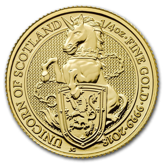 Great Britain 2018 Queen's Beasts 1/4 oz Gold Unicorn of Scotland